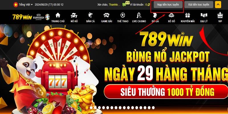 Quy trình chung để hội viên nạp tiền 789win